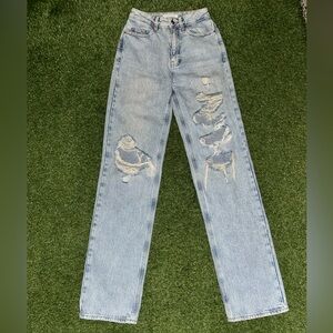 PacSun Light Blue Distressed Straight Leg Jeans
